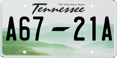 TN license plate A6721A