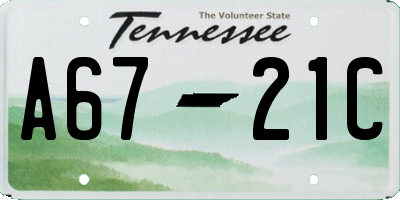 TN license plate A6721C