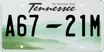 TN license plate A6721M