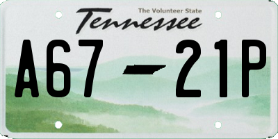 TN license plate A6721P