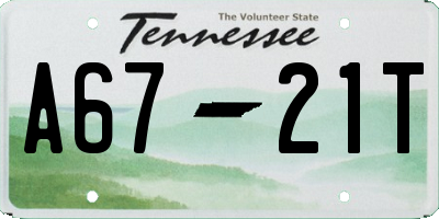 TN license plate A6721T