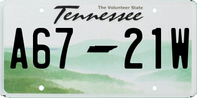 TN license plate A6721W