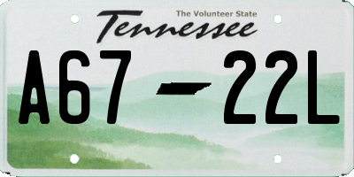 TN license plate A6722L