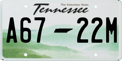 TN license plate A6722M
