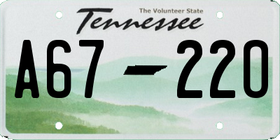 TN license plate A6722O