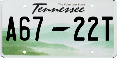 TN license plate A6722T