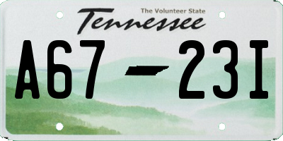 TN license plate A6723I