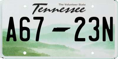 TN license plate A6723N