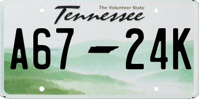 TN license plate A6724K