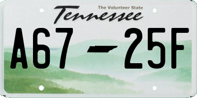 TN license plate A6725F