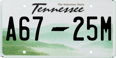 TN license plate A6725M