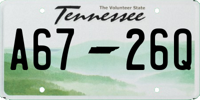 TN license plate A6726Q