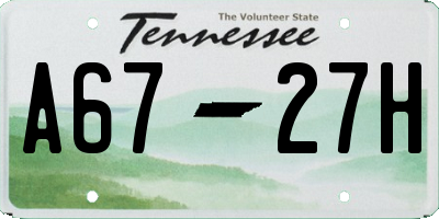 TN license plate A6727H