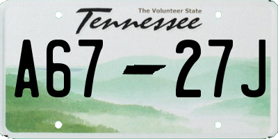 TN license plate A6727J