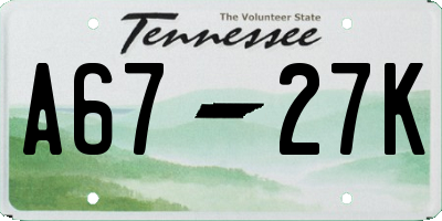 TN license plate A6727K
