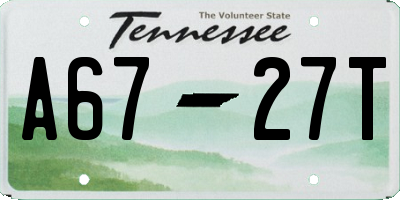 TN license plate A6727T