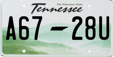 TN license plate A6728U