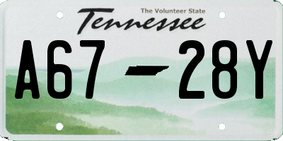 TN license plate A6728Y