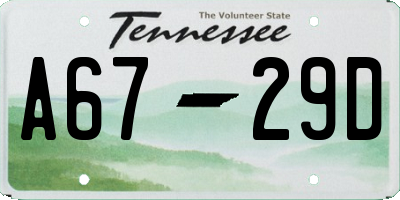 TN license plate A6729D