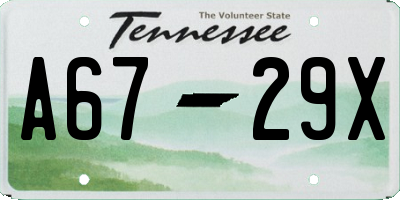 TN license plate A6729X