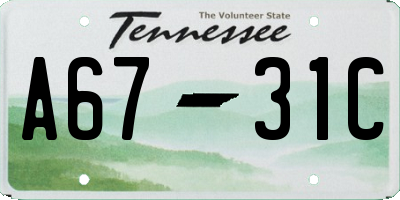 TN license plate A6731C