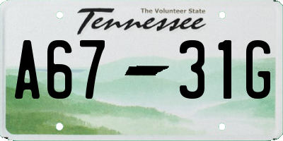 TN license plate A6731G