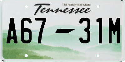 TN license plate A6731M