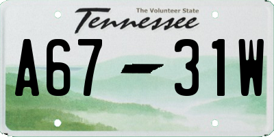 TN license plate A6731W