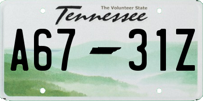 TN license plate A6731Z