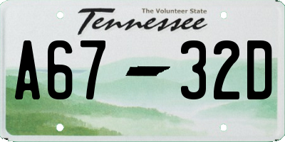TN license plate A6732D