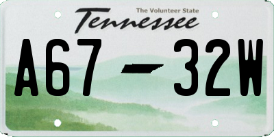 TN license plate A6732W