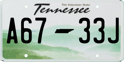 TN license plate A6733J