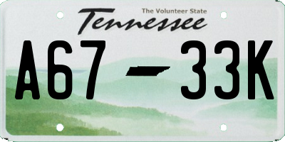 TN license plate A6733K