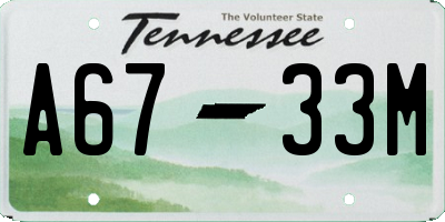 TN license plate A6733M