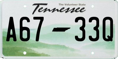 TN license plate A6733Q