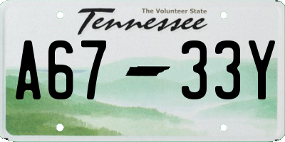 TN license plate A6733Y