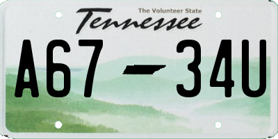 TN license plate A6734U