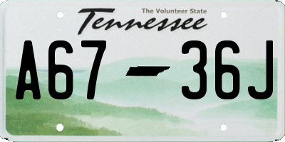 TN license plate A6736J