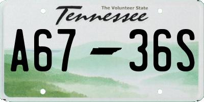 TN license plate A6736S