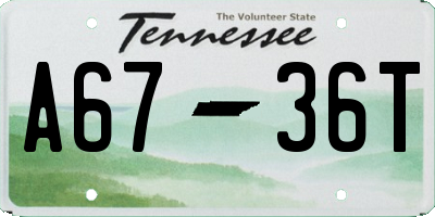 TN license plate A6736T