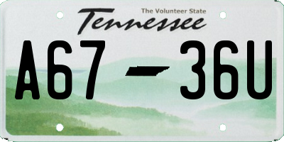 TN license plate A6736U