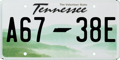 TN license plate A6738E