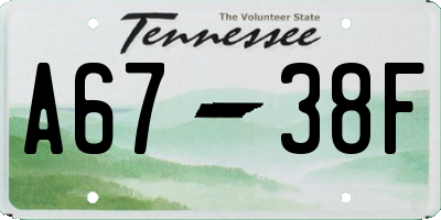 TN license plate A6738F