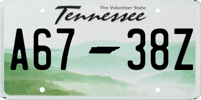 TN license plate A6738Z