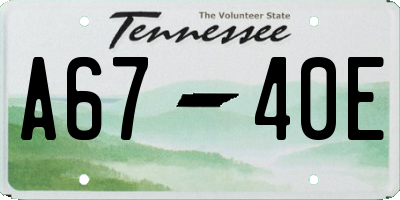 TN license plate A6740E