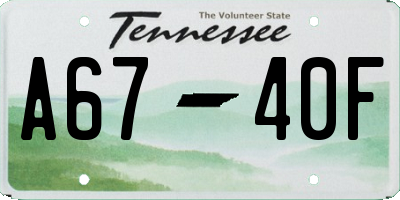 TN license plate A6740F