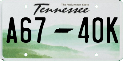 TN license plate A6740K