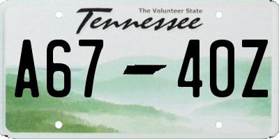 TN license plate A6740Z