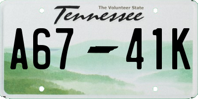 TN license plate A6741K