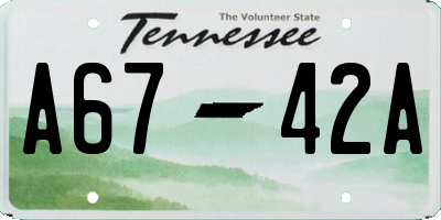 TN license plate A6742A